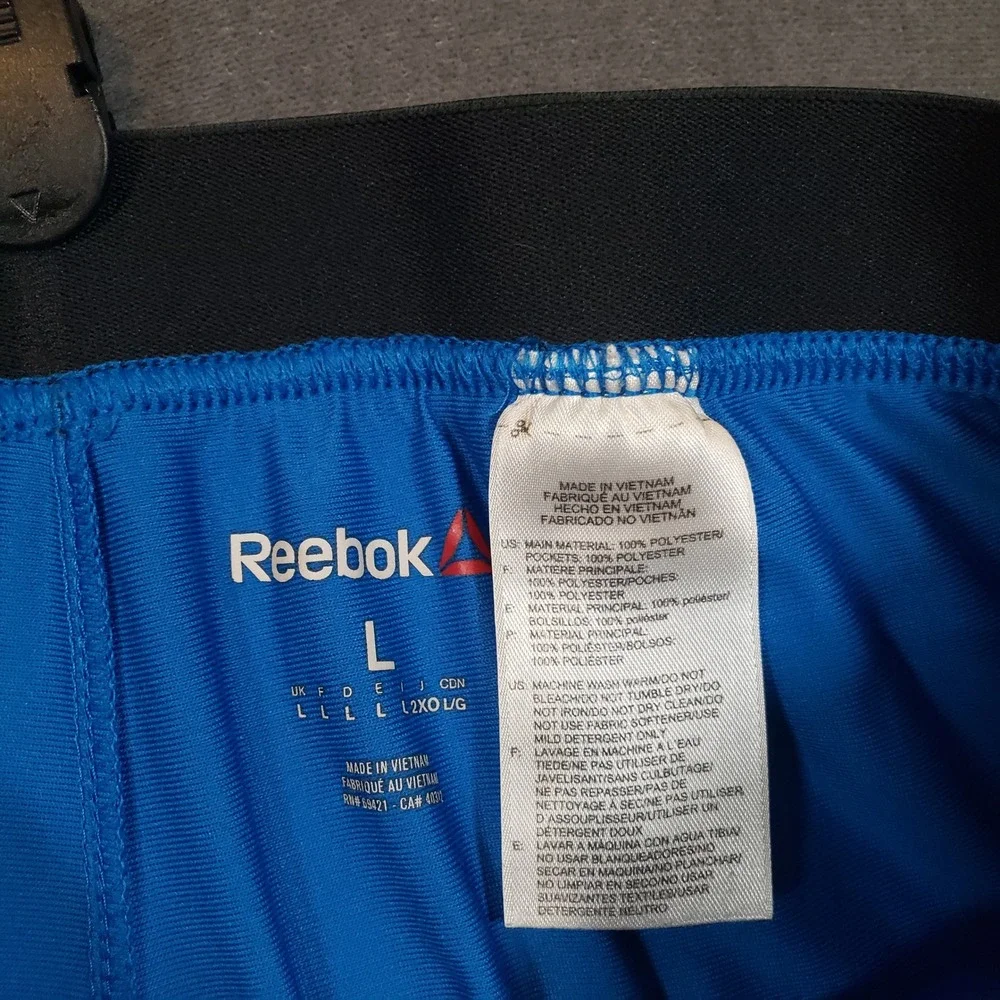 Reebok Athletic Shorts Mens Large Blue Black Elastic Waist Performance Gym